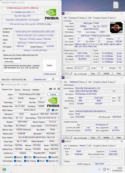 Pc gamer - Ryzen 7 3700x | RTX 3060 12GB | 16GB