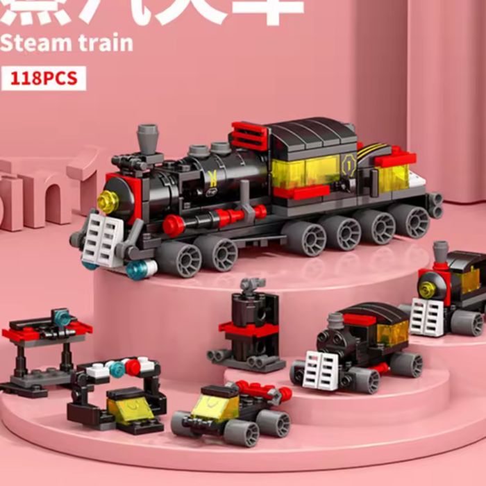 Конструктор дитячий потяг танк джип 135 деталей 6 в 1