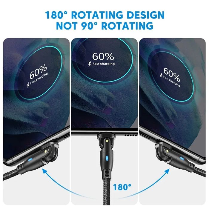 Шарнирный поворотный кабель микро-юсб micro-Usb с быстрой зарядкой