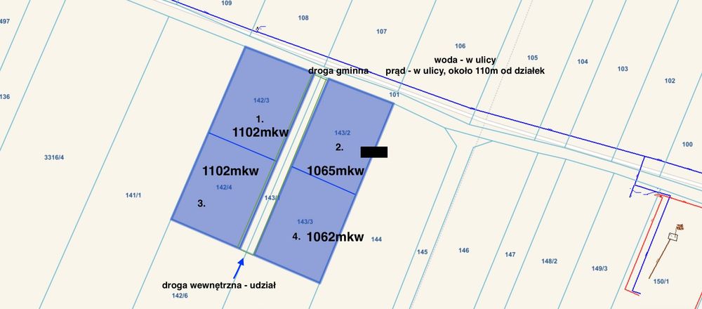Zalesie działka pod zabudowę. Dojazd asfaltowy, woda i prąd