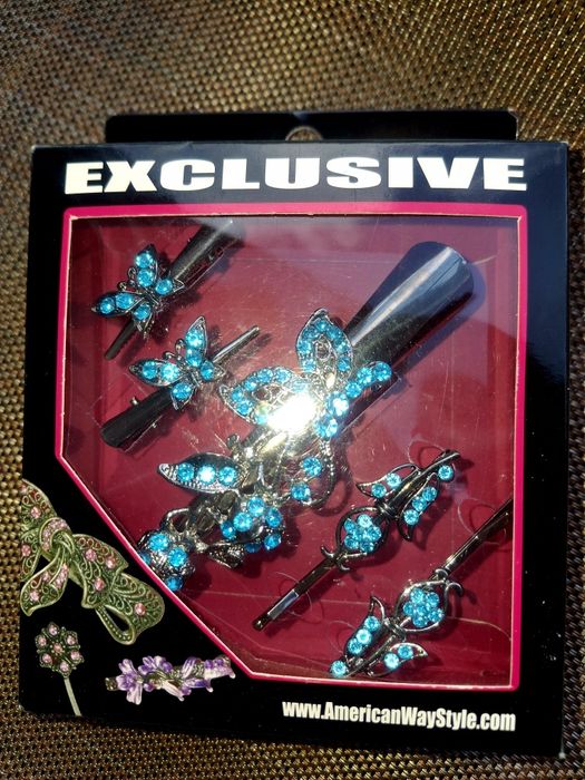 Akcesoria do włosów motyle z turkusowymi cyrkoniami