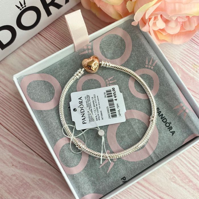 Браслет серце пандора оригінал, новий браслет пандора, браслет пандора