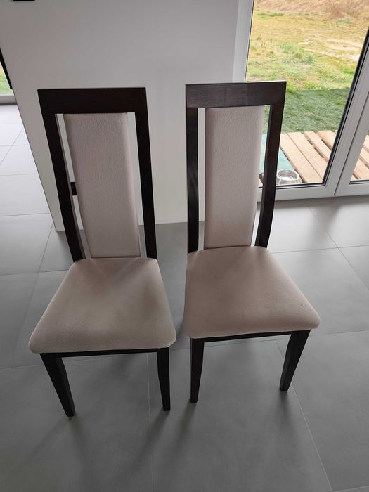 Krzesła drewniane tapicerowane jasne 8szt