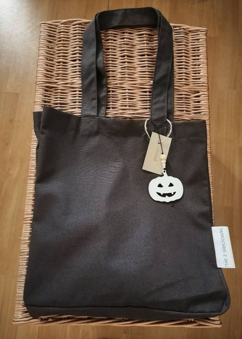 Unikatowa Torba ALL PREMIUM „nie z sieciówki” + Drewniana Zawieszka Dynia (Kolekcja Halloween – Detal No. 2)