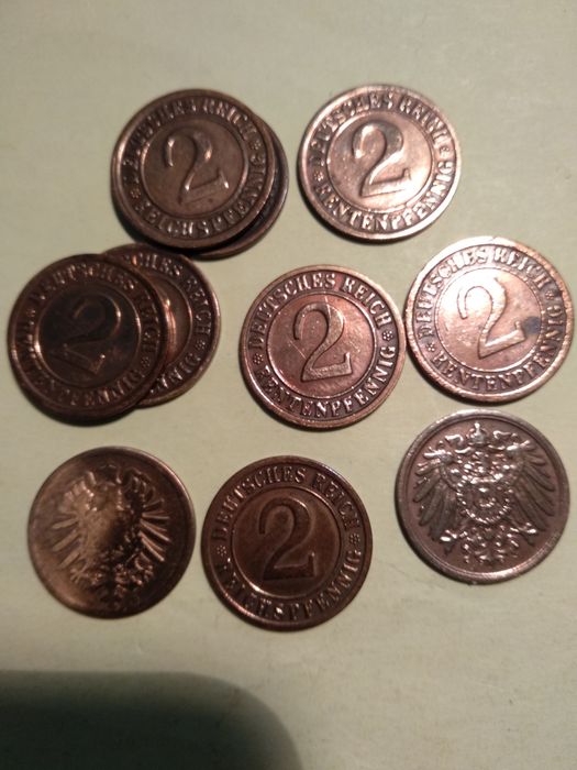 Moedas  2 Reichpfennig 1876 a 1936 Alemanha
