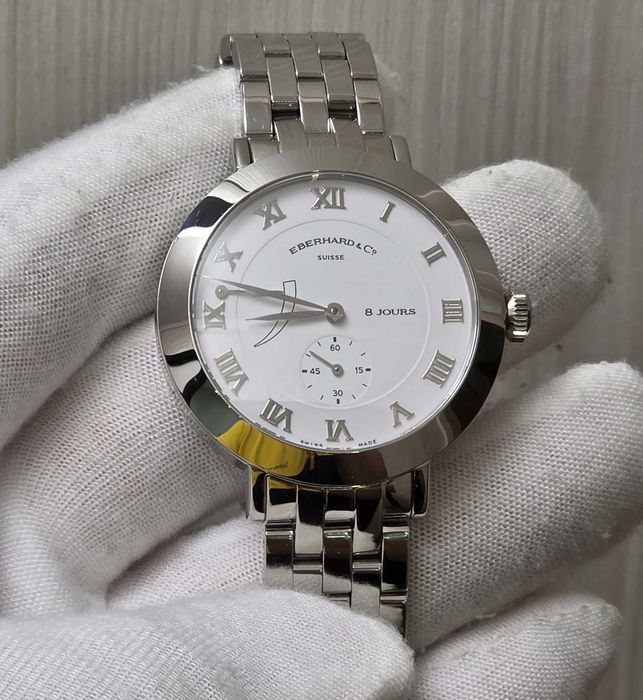 Чоловічий годинник Eberhard & Co 21022 White Mechanical 8 Days Power reserve 39.5 mm