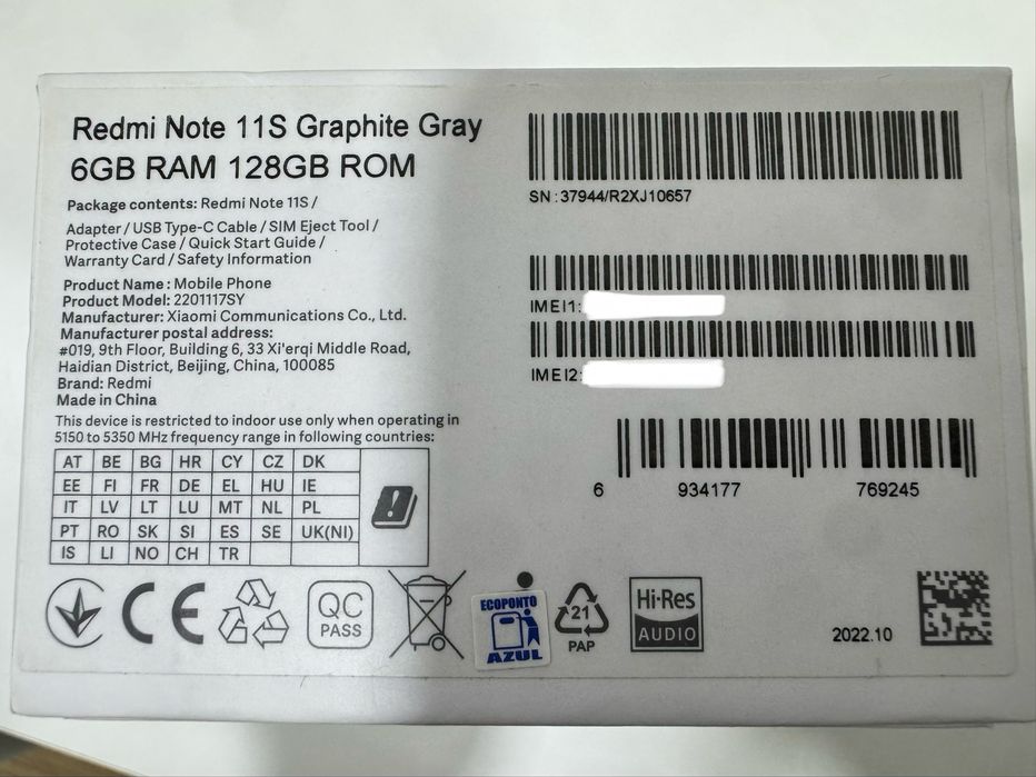 Smartphone Xiaomi Redmi Note 11S 6GB 128GB