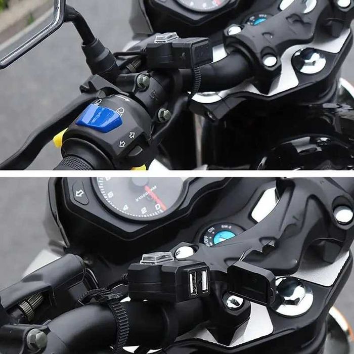 Carregador USB Duplo para Moto com Interruptor ON/OFF