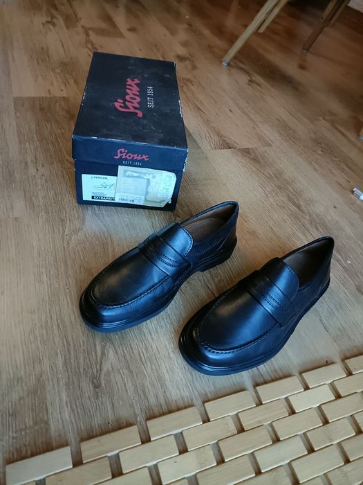 Buty Sioux 40 Peru nowe 6,5 skórzane czarne półbuty 39 skóra naturalna