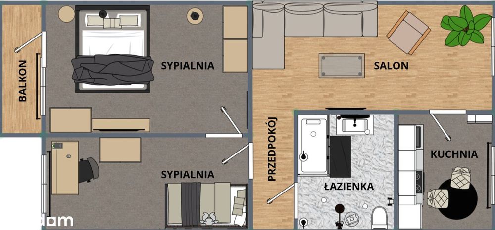 3 pokoje do własnej aranżacji | 56m2 | BAL