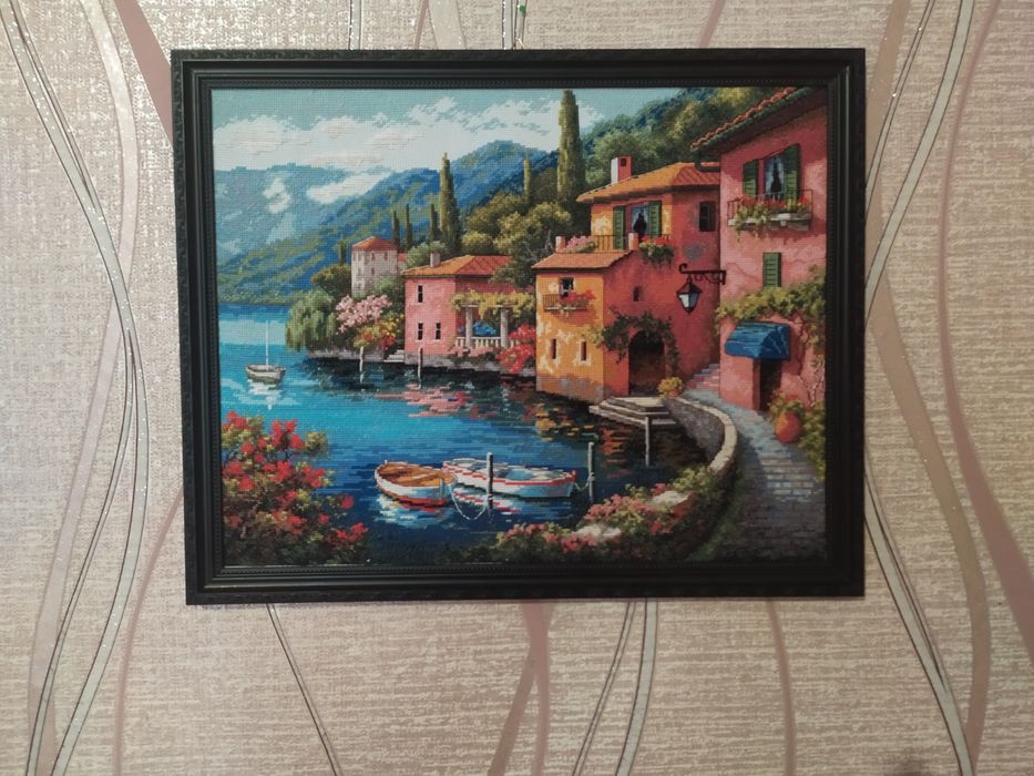 Картина вышитая крестиком. Готовая работа. Ручная работа