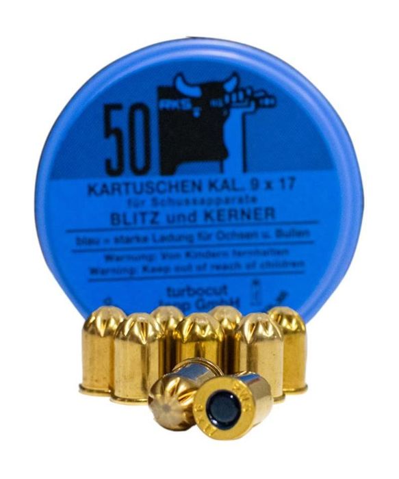 Aparat przyrząd ubojowy do zwierząt BLITZ + NABOJE niebieskie