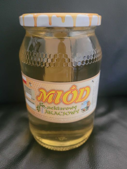 Miód AKACJOWY z wlasnej pasieki 100% NATURALNY! 1300g.-0,9L.