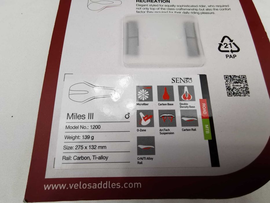 Siodełko rowerowe VELO Miles 3