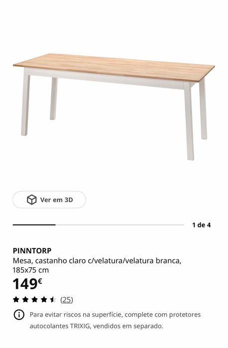 Mesa IKEA pinntorp 185x75