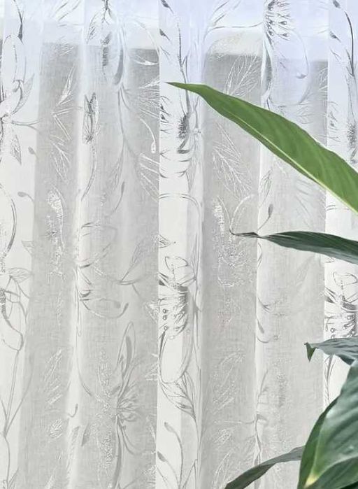 Тюль батист Flowers с цветочным принтом, тюль под лен, тюль с цветами