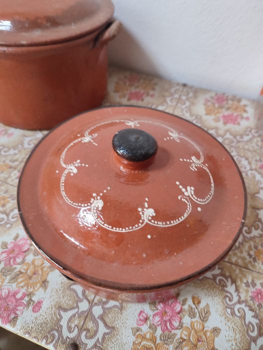 Panela barro - caçarola tradicional pintada à  mao com tampa