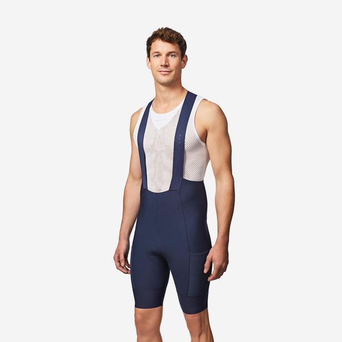 Calções Justos com Alças Ciclismo Homem Endurance Azul