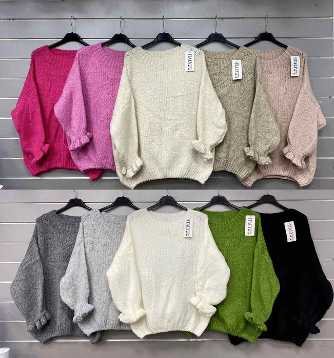 Sweter z falbanka rękaw,