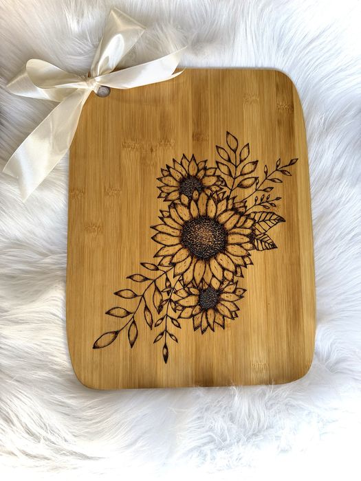 Deska do krojenia bambusowa recznie zdobiona handmade