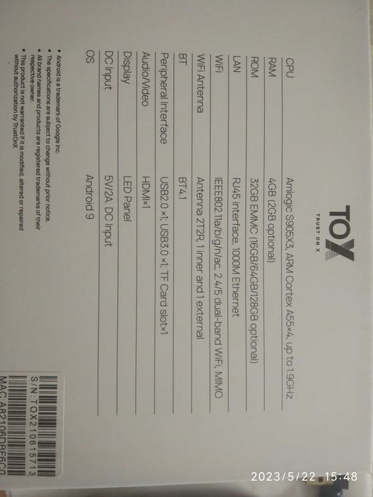 Smart TV Приставка  TOX1 4/32GB