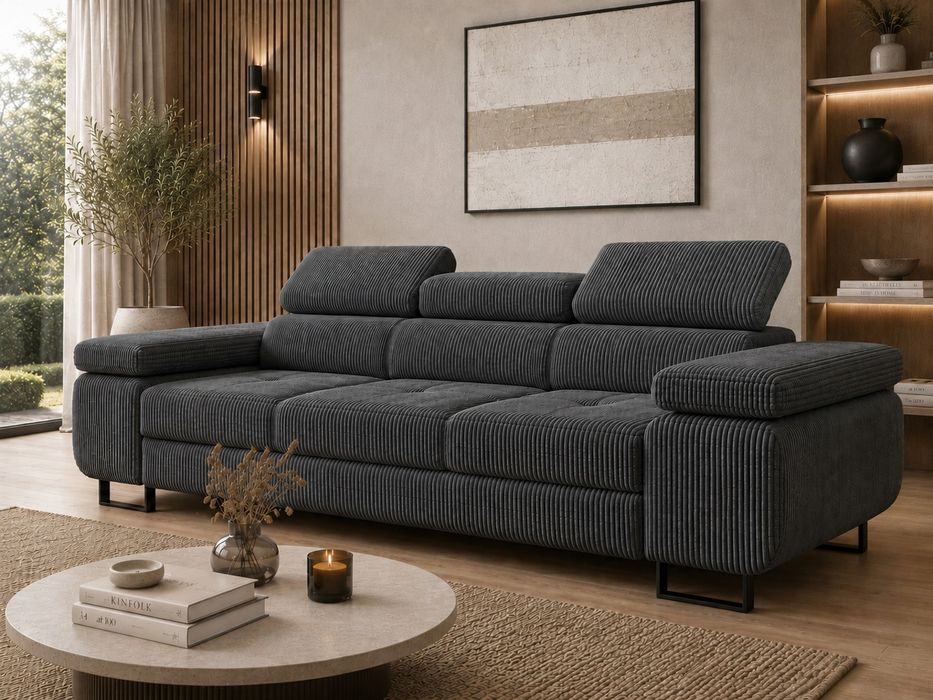 Sofa rozkładana prosto od producenta regulowane zaglowki sztruka funkcja spania