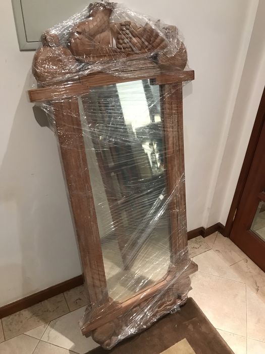 Espelho de antiquario (madeira maciça / natural esculpida)