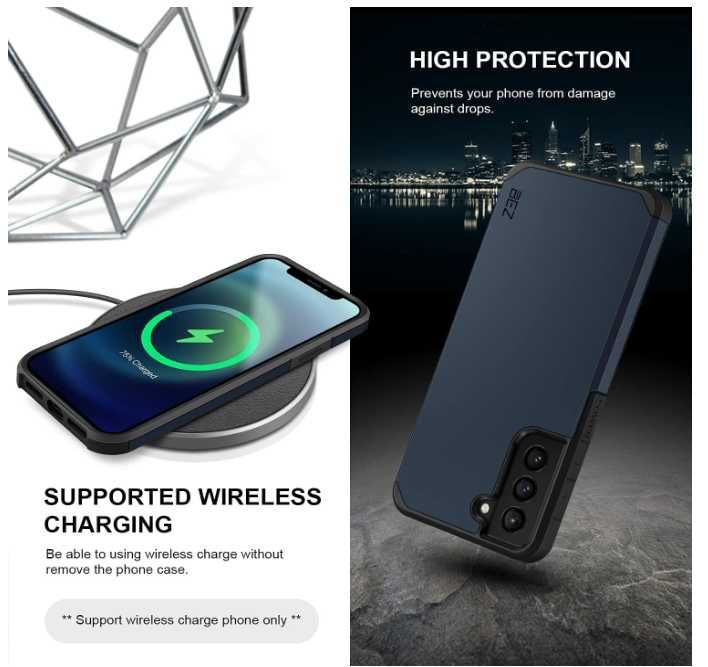 Etui BEZ Samsung Galaxy S21 pancerne hybrydowe granatowe