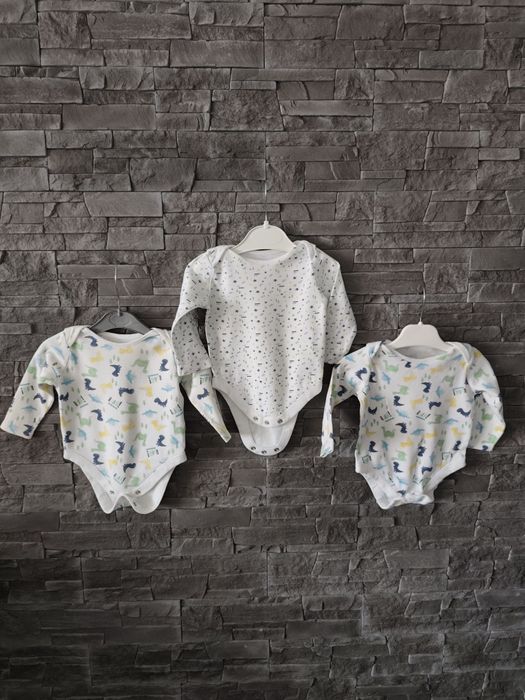 Bawełniane body długi rękaw 3 sztuki r. 3-6 mc