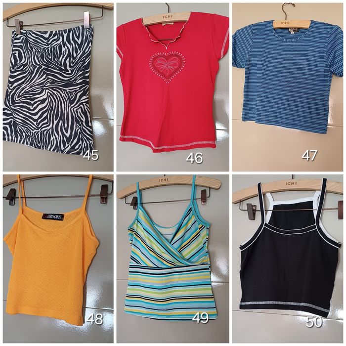 Blusas e tops tamanho S/M.
Roupa de senhora. 
Em bom estado.