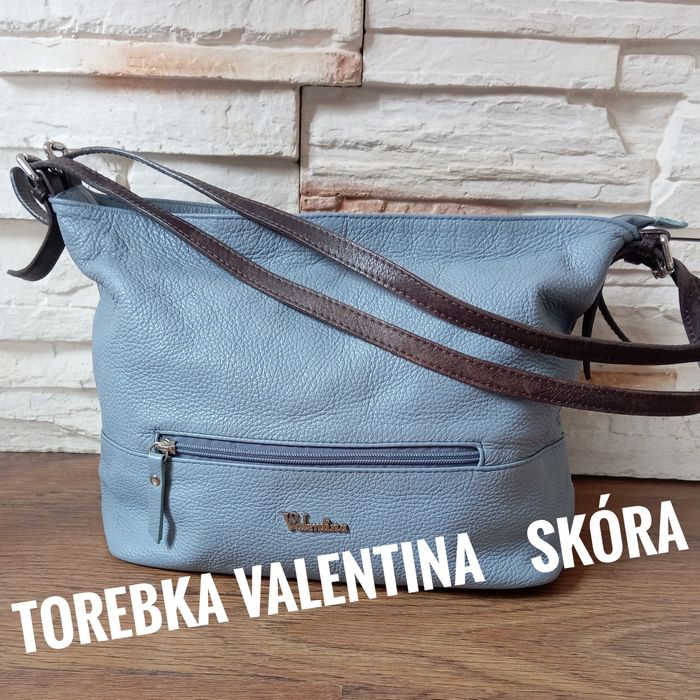 Torebka skórzana VALENTINA miejska niebieska
