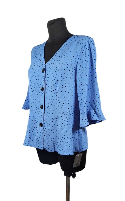 Nowa niebieska elegancka bluzka 40,L/42,XL wzór kropki