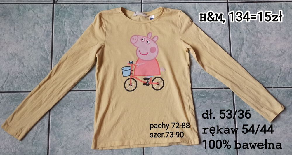 Bluzka dziewczęca świnka peppa rower.