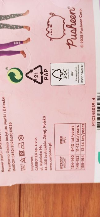 Nowe 2 pary legginsów pusheen 158/164