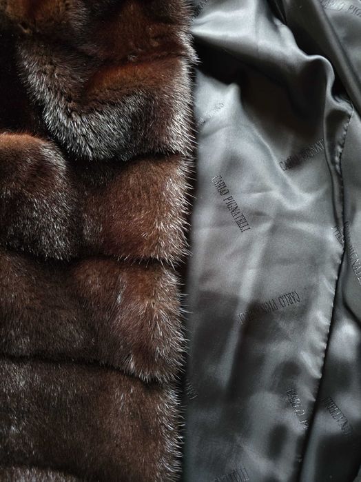 Норкова шуба норка колір Блекглама 105 см