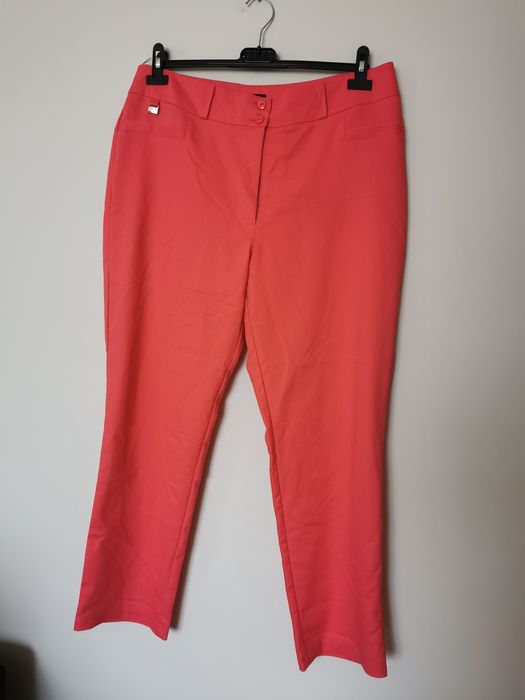 Spodnie eleganckie różowe fuksja wysoki stan elgo 46 3XL morelowe