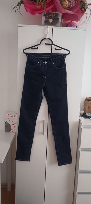 Spodnie wysoki stan kropki groszki 34 XS