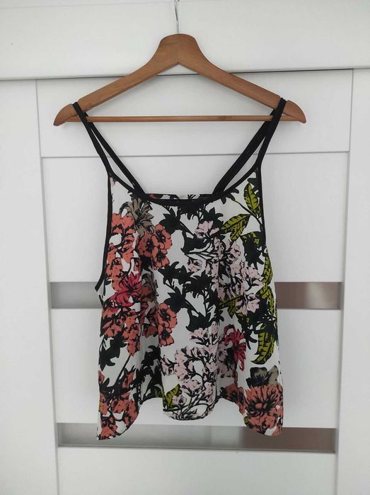 Krótki top w czerwono-zielone wzory damski Boohoo rozm. 44/XXL