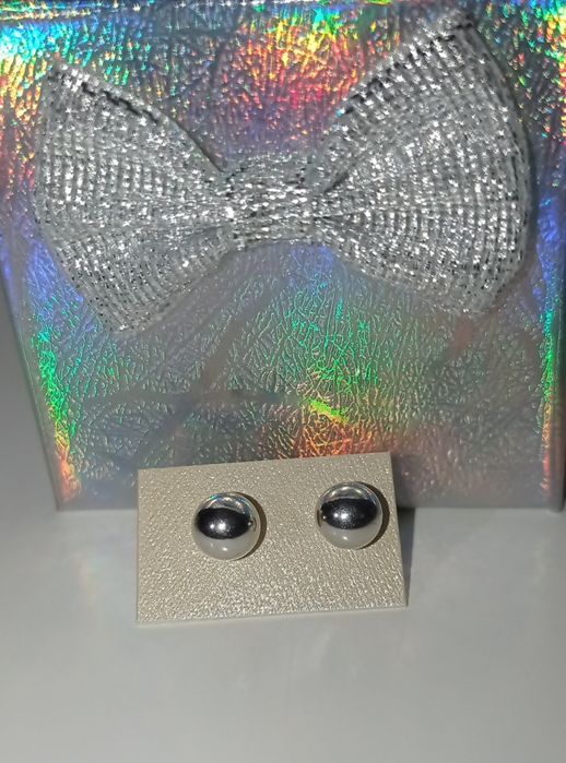 Nowe kolczyki srebrne kulki ze stali nierdzewnej wkrętki