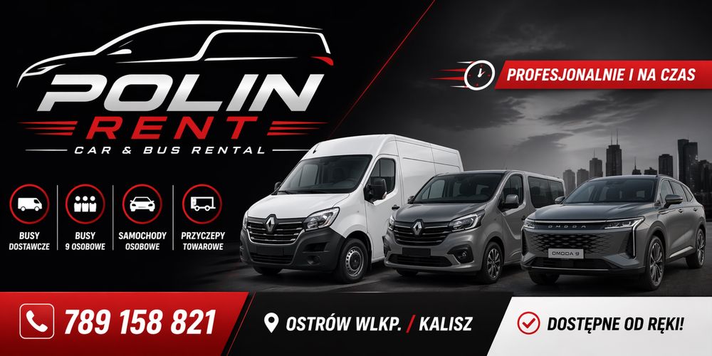 Wynajem busów bez limitu km, 249 zł doba, Master/Jumper/Ducato