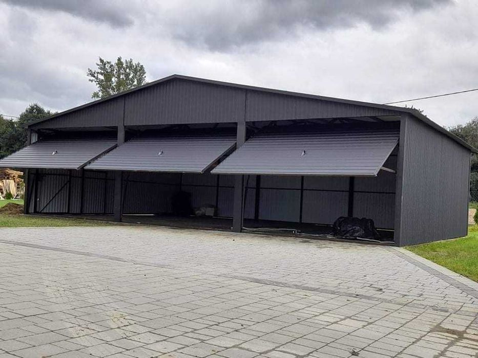 Garaże blaszane blaszak 9x5 dwuspadowy grafit Garaż Magazyn Hale Raty