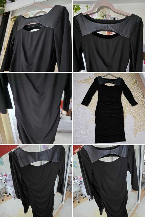 Sukienka Laundry by Shelli Segal klasyczna ołówkowa dekolt łezki XS-S