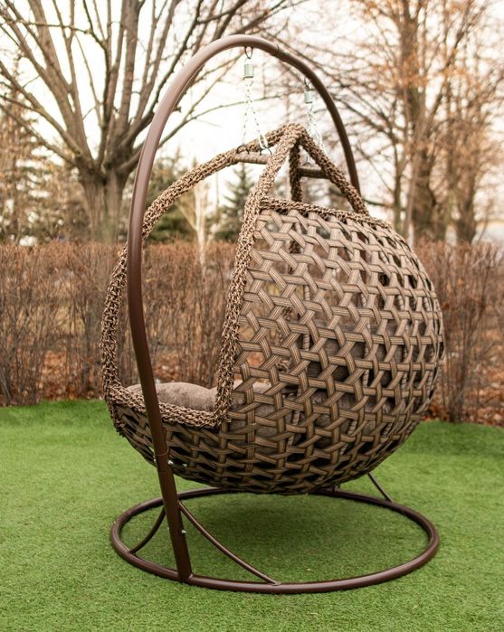 Двухместное подвесное Кресло кокон Kreslorotang. Садовая качеля Галант