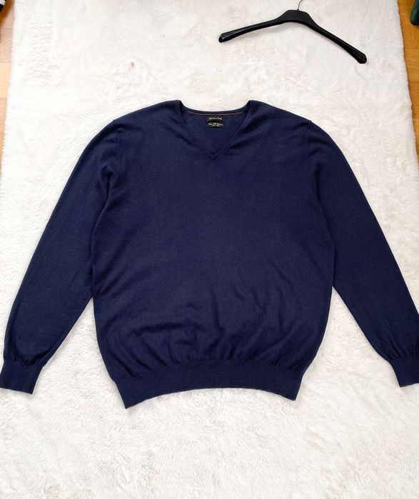 granatowy sweter massimo dutti bawełna jedwab kaszmir XXL