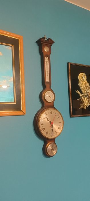 Zegar ścienny niemiecki temperatura czas barometr itp itd