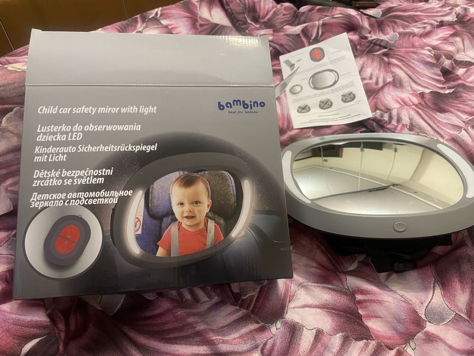 Lusterko z pilotem do obserwacji dziecka z podswietleniem LED