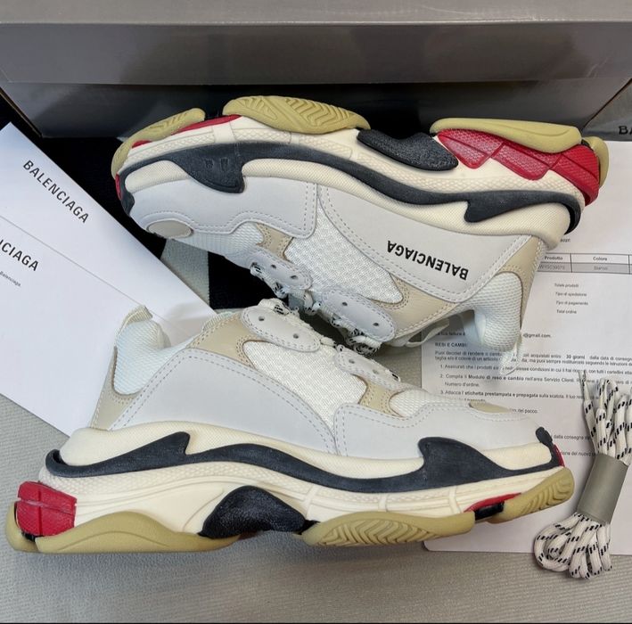 Balenciaga Triple S 
White Black Red