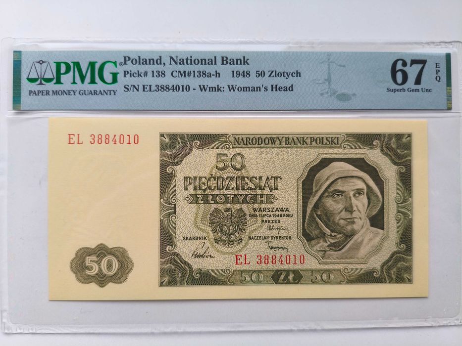 50 złotych 1948 - EL - PMG 67 EPQ