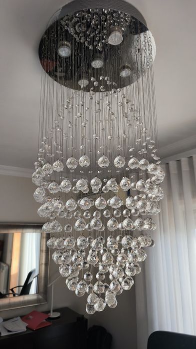 Candeeiro teto com bolas cristal