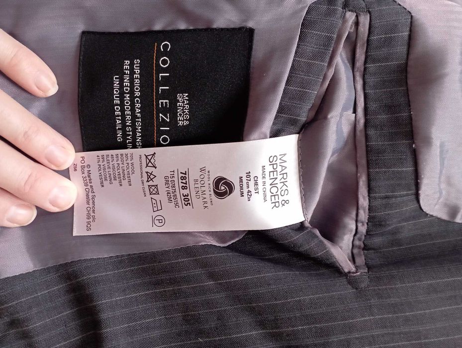 Marynarka marks & spencer lekka 70% wełna 107 cm
